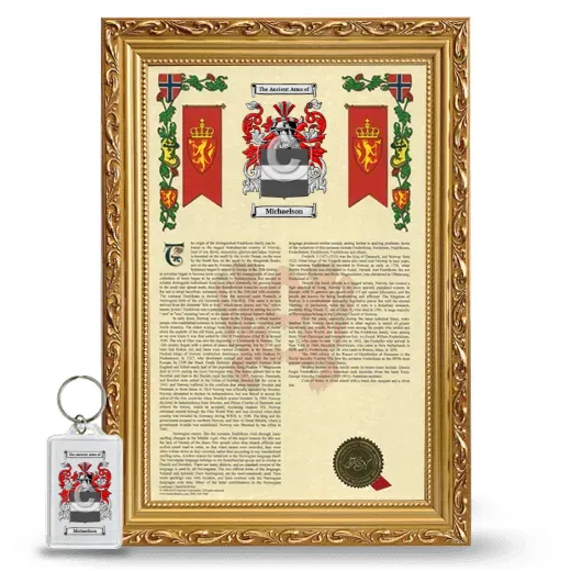 Michaelson Framed Armorial History and Keychain - Gold