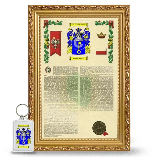 Michalowski Framed Armorial History and Keychain - Gold