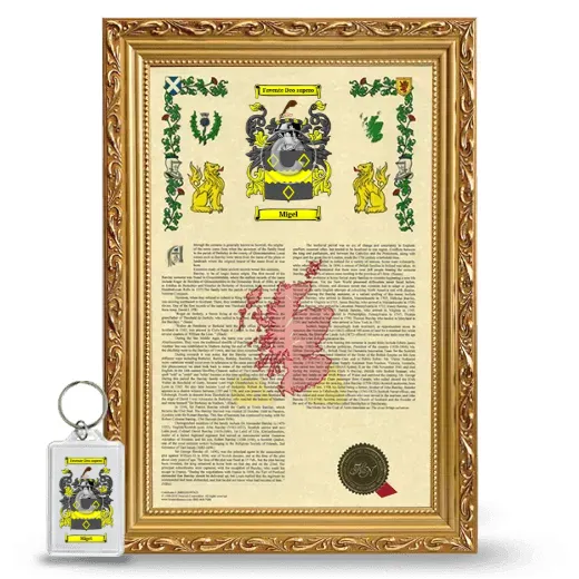 Migel Framed Armorial History and Keychain - Gold