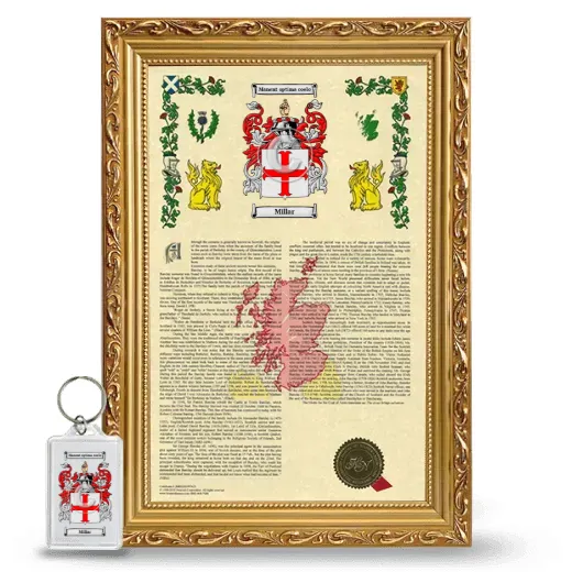 Millar Framed Armorial History and Keychain - Gold
