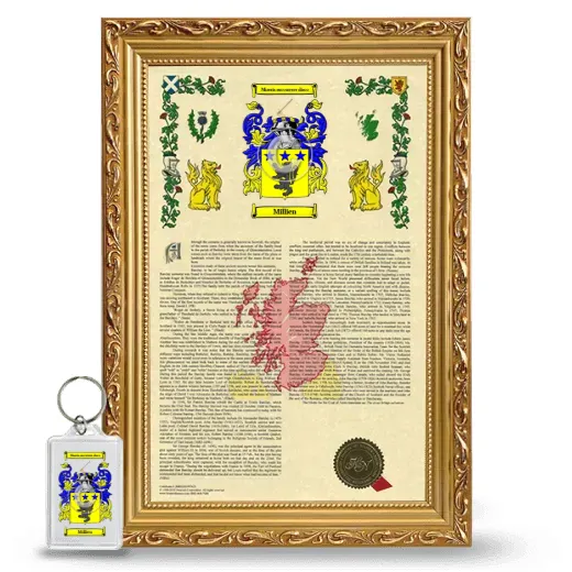 Millien Framed Armorial History and Keychain - Gold