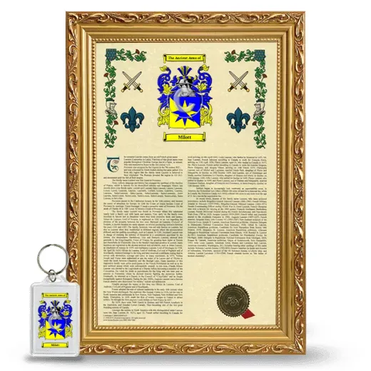 Milott Framed Armorial History and Keychain - Gold