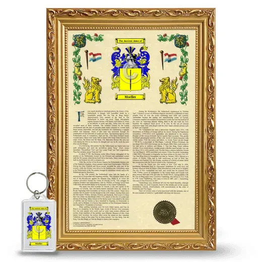 Moeller Framed Armorial History and Keychain - Gold