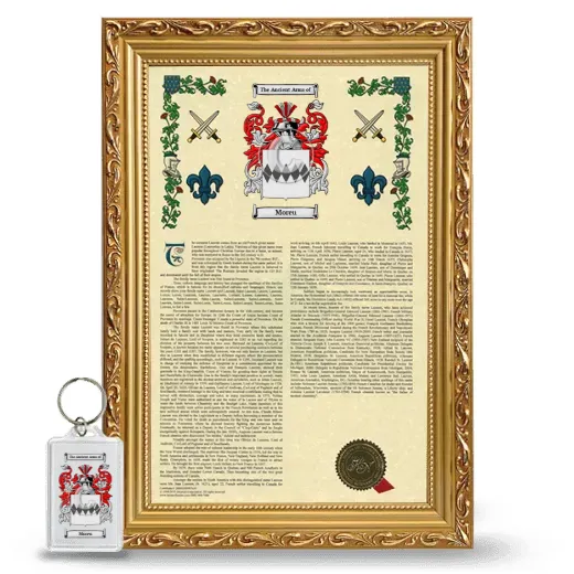 Moreu Framed Armorial History and Keychain - Gold