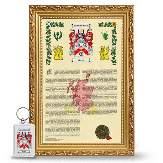 Mortin Framed Armorial History and Keychain - Gold