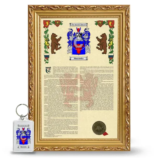 Moscowitz Framed Armorial History and Keychain - Gold