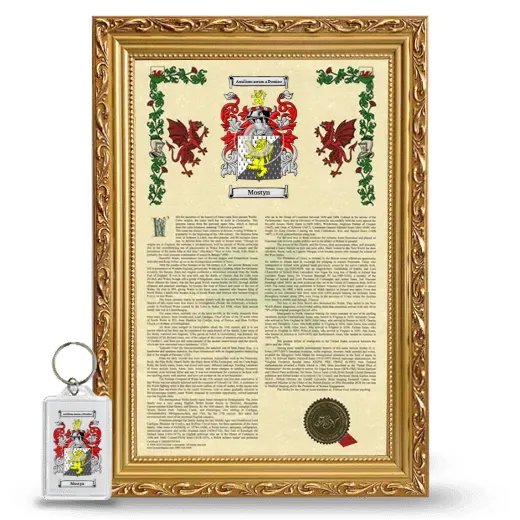 Mostyn Framed Armorial History and Keychain - Gold