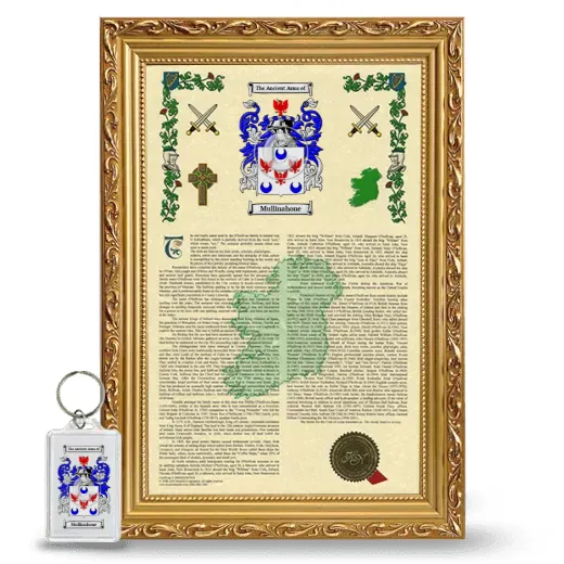 Mullinahone Framed Armorial History and Keychain - Gold