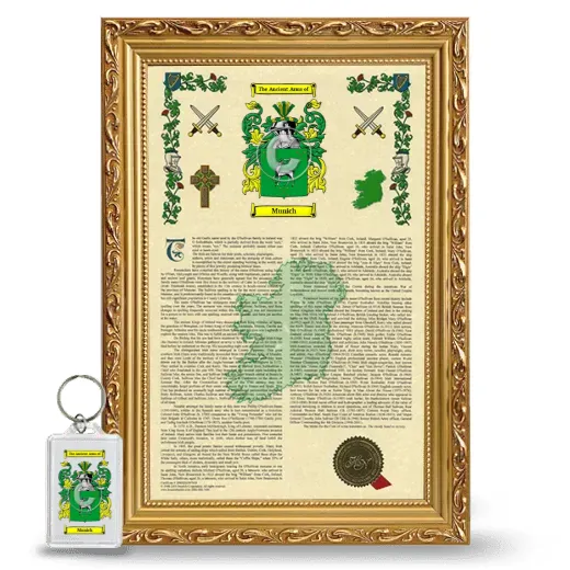 Munich Framed Armorial History and Keychain - Gold