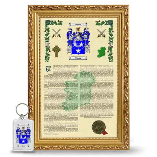 Murry Framed Armorial History and Keychain - Gold