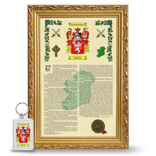 Namara Framed Armorial History and Keychain - Gold