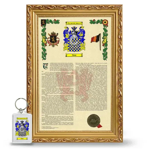 Nane Framed Armorial History and Keychain - Gold