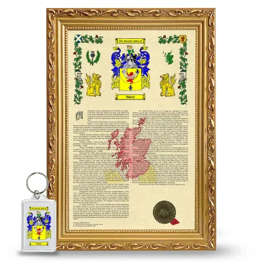 Narey Framed Armorial History and Keychain - Gold