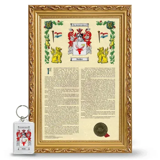 Necker Framed Armorial History and Keychain - Gold