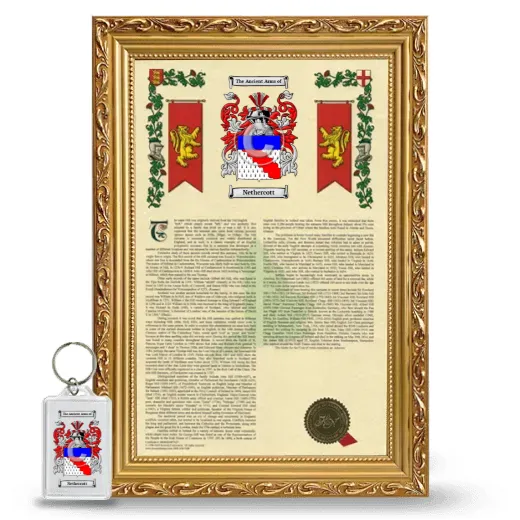 Nethercott Framed Armorial History and Keychain - Gold