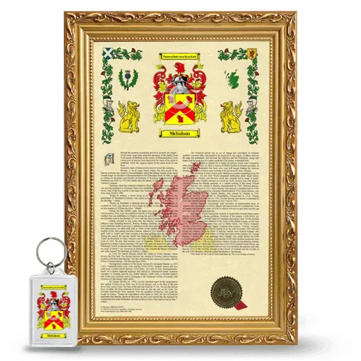 Nicholson Framed Armorial History and Keychain - Gold