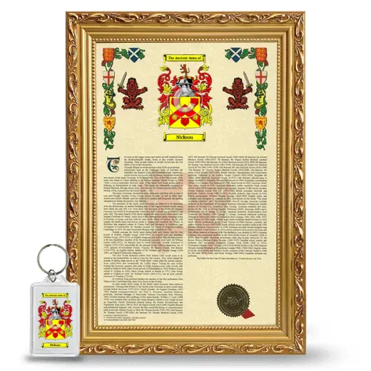 Nickson Framed Armorial History and Keychain - Gold