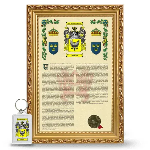 Nielsen Framed Armorial History and Keychain - Gold