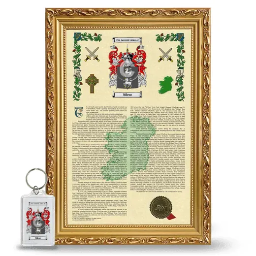 Nilent Framed Armorial History and Keychain - Gold