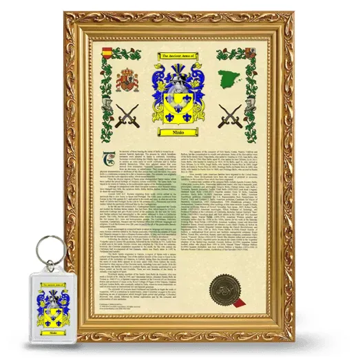 Ninio Framed Armorial History and Keychain - Gold