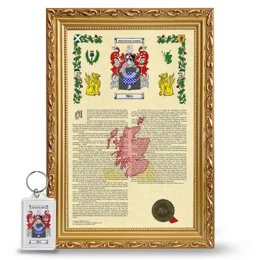 Nitts Framed Armorial History and Keychain - Gold