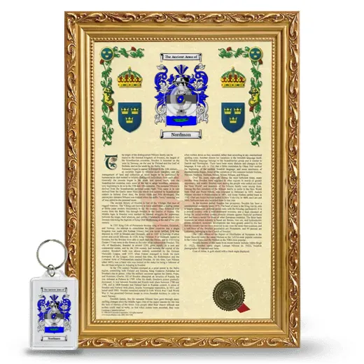 Nordman Framed Armorial History and Keychain - Gold