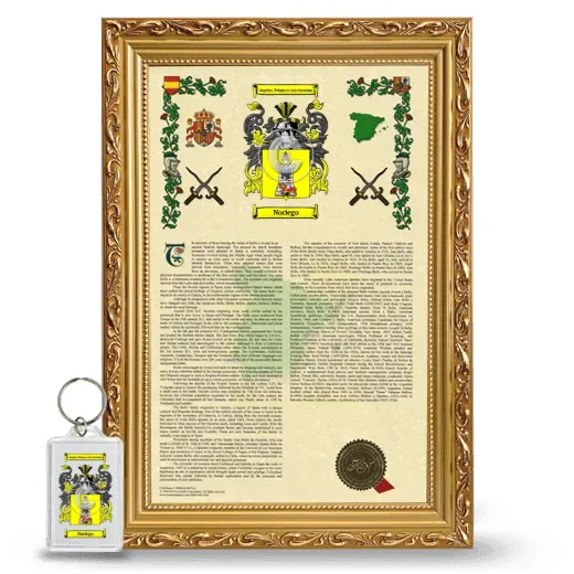 Noriego Framed Armorial History and Keychain - Gold