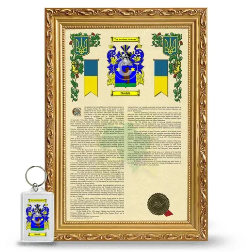 Novick Framed Armorial History and Keychain - Gold