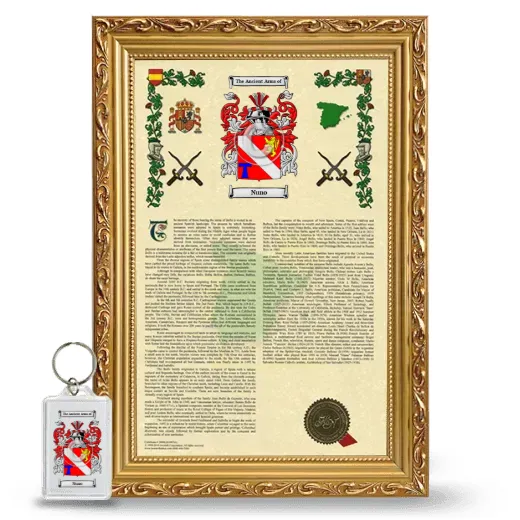 Nuno Framed Armorial History and Keychain - Gold