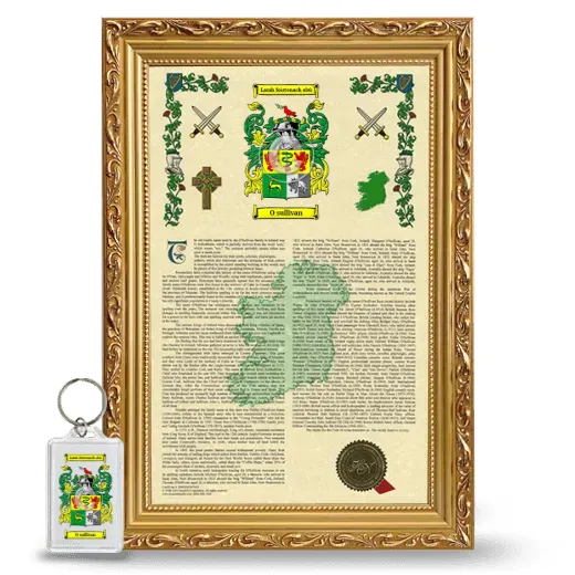 O sullivan Framed Armorial History and Keychain - Gold
