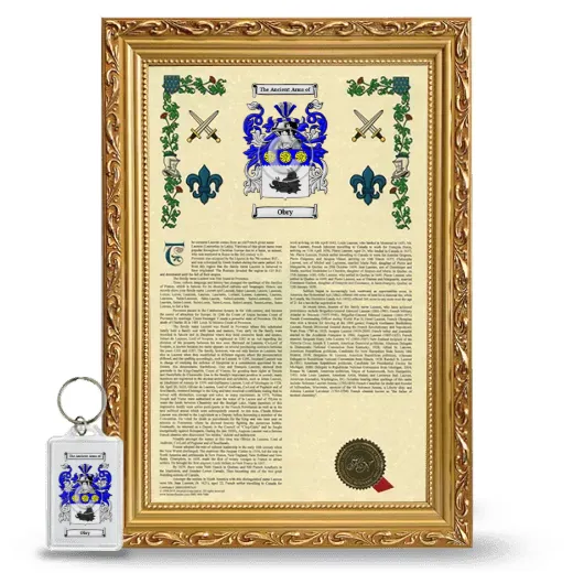 Obry Framed Armorial History and Keychain - Gold