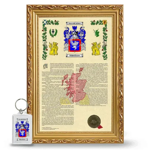 Ochterlonee Framed Armorial History and Keychain - Gold