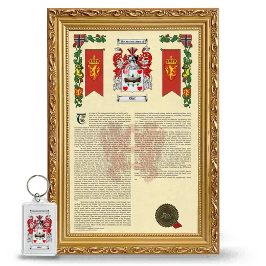 Olaf Framed Armorial History and Keychain - Gold