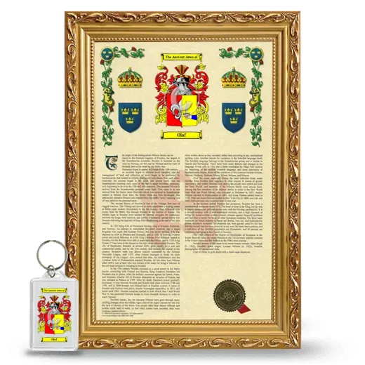 Olaf Framed Armorial History and Keychain - Gold