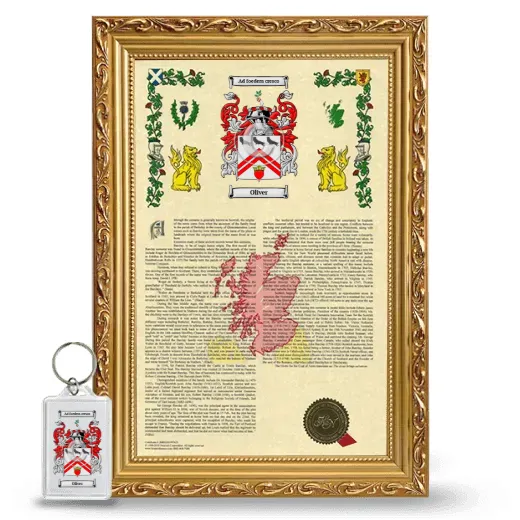 Oliver Framed Armorial History and Keychain - Gold