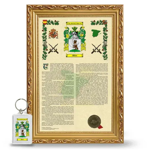 Oliver Framed Armorial History and Keychain - Gold