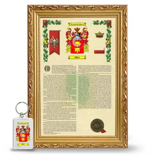 Olizer Framed Armorial History and Keychain - Gold