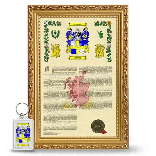 Osbourn Framed Armorial History and Keychain - Gold