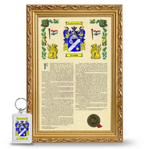 Ostrander Framed Armorial History and Keychain - Gold