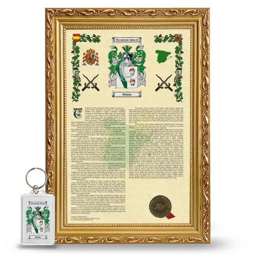 Osuna Framed Armorial History and Keychain - Gold