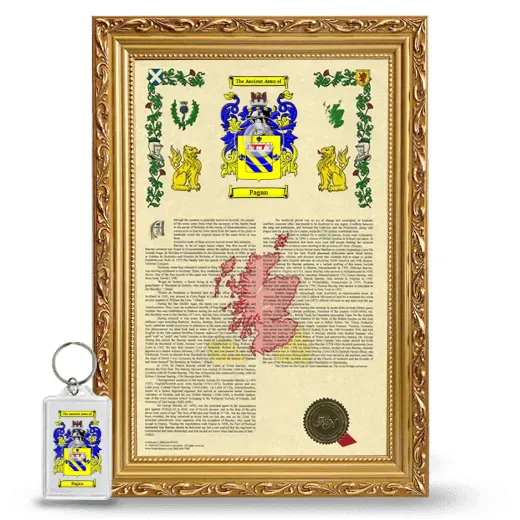 Pagan Framed Armorial History and Keychain - Gold