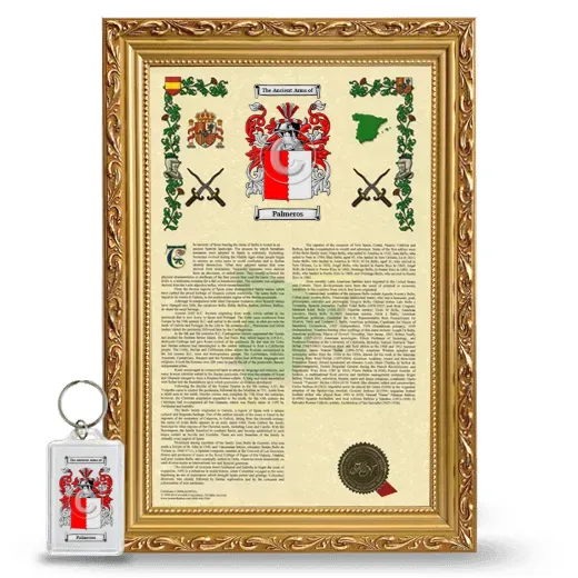 Palmeros Framed Armorial History and Keychain - Gold