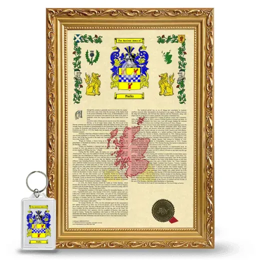 Parks Framed Armorial History and Keychain - Gold