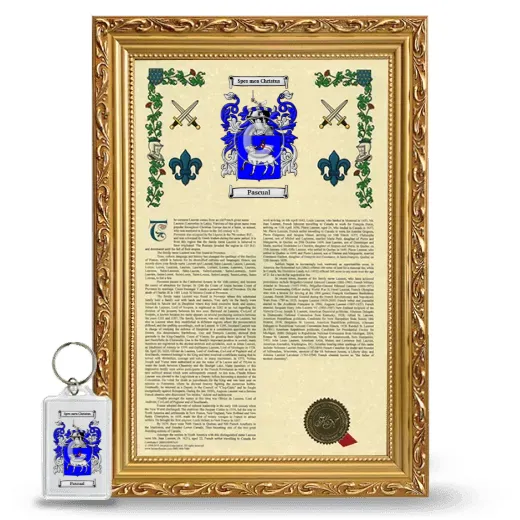 Pascual Framed Armorial History and Keychain - Gold