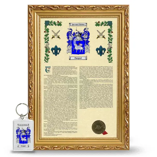 Pasqual Framed Armorial History and Keychain - Gold