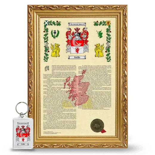 Patillo Framed Armorial History and Keychain - Gold