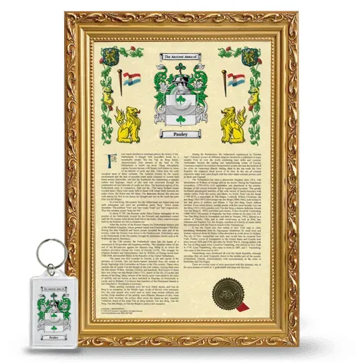 Pauley Framed Armorial History and Keychain - Gold
