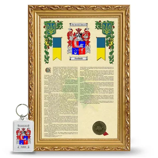 Pawloski Framed Armorial History and Keychain - Gold