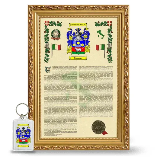 Pecoraro Framed Armorial History and Keychain - Gold