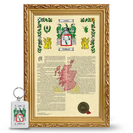 Peddicord Framed Armorial History and Keychain - Gold
